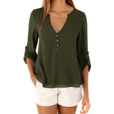 V-Neck Long Sleeve Chiffon Shirt