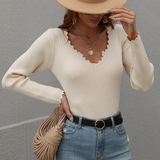V-neck Solid Color Versatile Sweater