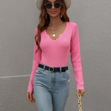 V-neck Solid Color Versatile Sweater