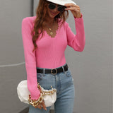 V-neck Solid Color Versatile Sweater