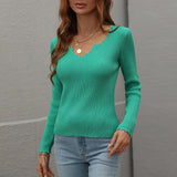 V-neck Solid Color Versatile Sweater