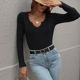 V-neck Solid Color Versatile Sweater
