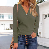 V-neck Versatile Long-sleeve T-shirt