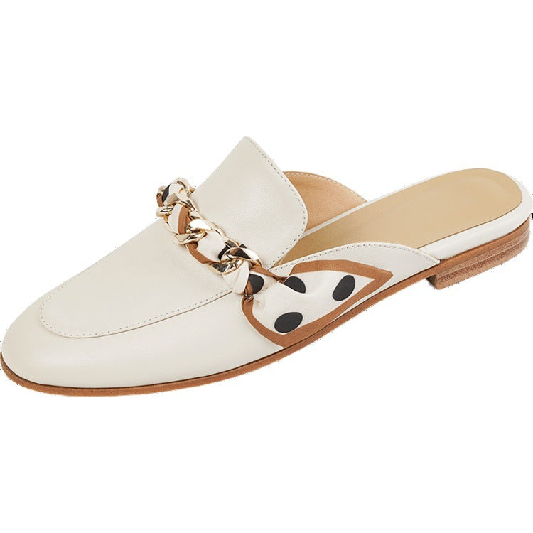 Vintage Covered Toe Slip On Leather Mules