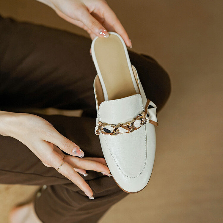 Vintage Covered Toe Slip On Leather Mules