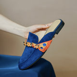 Vintage Covered Toe Slip On Leather Mules