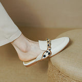Vintage Covered Toe Slip On Leather Mules