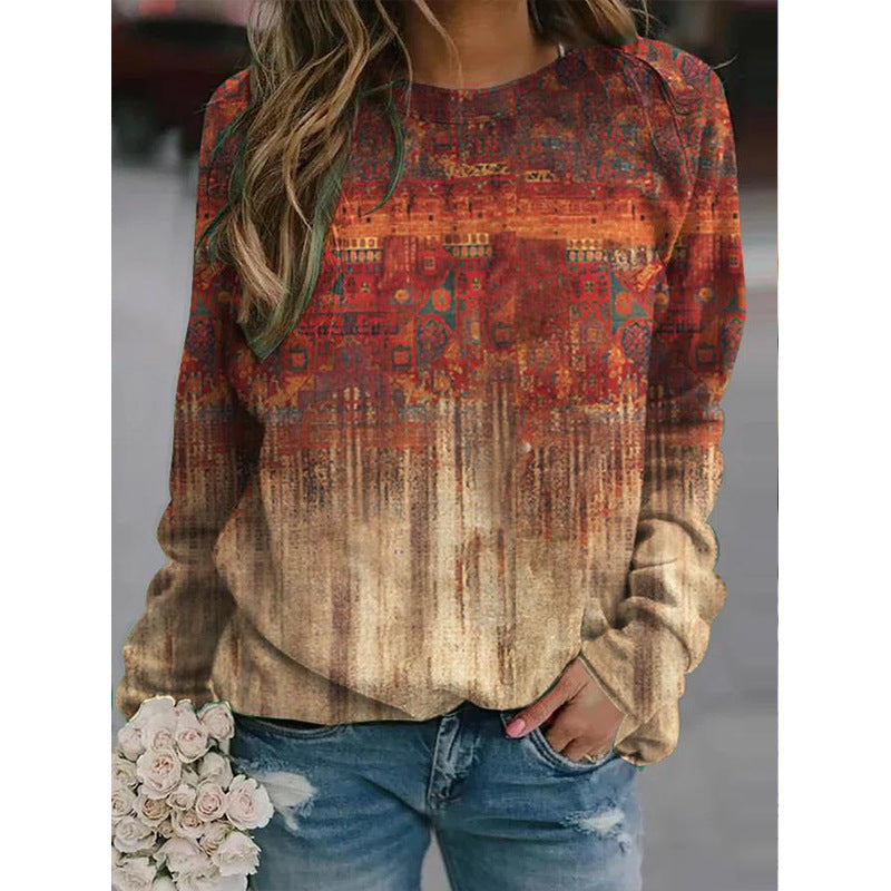 Vintage Print Long Sleeve Sweatshirt