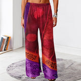 Vintage Print Loose Wide Leg Trousers