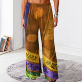 Vintage Print Loose Wide Leg Trousers