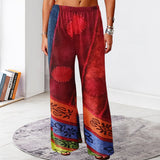 Vintage Print Loose Wide Leg Trousers