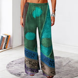 Vintage Print Loose Wide Leg Trousers