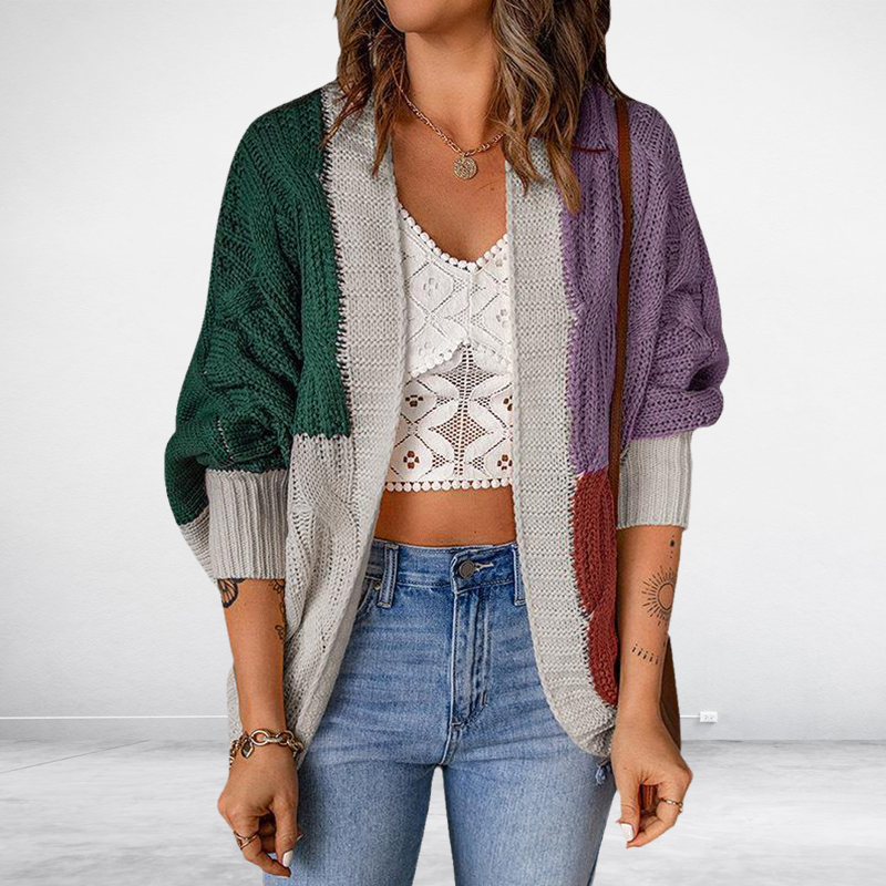 Women's Color Block Knit Cardigan Sweater