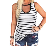 Women's Crew Neck Striped Sleeveless