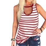 Women's Crew Neck Striped Sleeveless