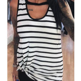 Women's Crew Neck Striped Sleeveless