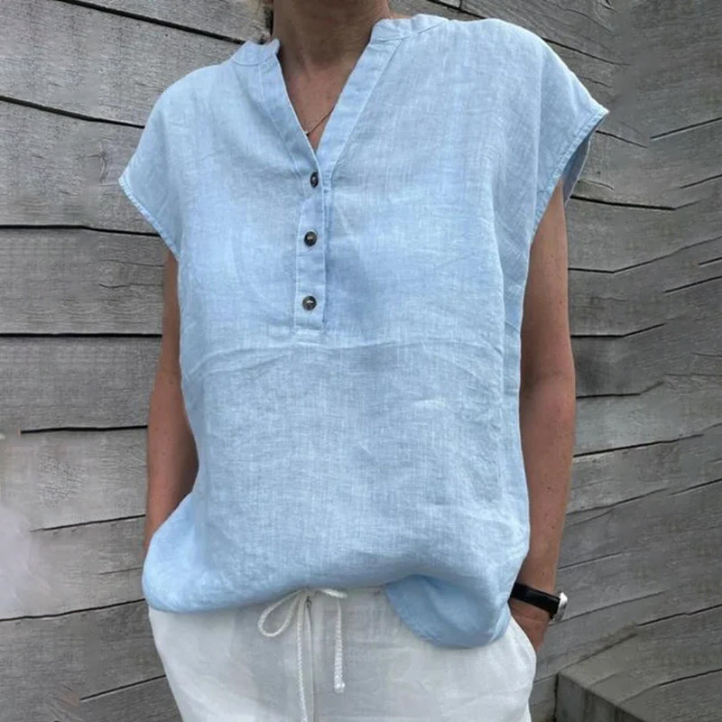 Women's Elegant Button-Embellished Cotton Shirt
