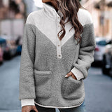Women's Fashion Plush Patchwork Pockets Jacket