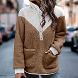 Women's Fashion Plush Patchwork Pockets Jacket