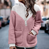 Women's Fashion Plush Patchwork Pockets Jacket