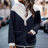 Women's Fashion Plush Patchwork Pockets Jacket