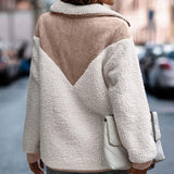 Women's Fashion Plush Patchwork Pockets Jacket