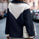 Women's Fashion Plush Patchwork Pockets Jacket