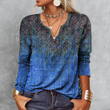 Women's Loose V-neck Print T-shirt
