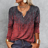 Women's Loose V-neck Print T-shirt