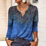 Women's Loose V-neck Print T-shirt