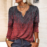 Women's Loose V-neck Print T-shirt
