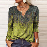 Women's Loose V-neck Print T-shirt