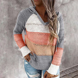 Women's Paneled Drawstring Knit Hooded Sweatshirt