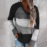 Women's Paneled Drawstring Knit Hooded Sweatshirt