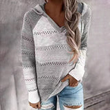 Women's Paneled Drawstring Knit Hooded Sweatshirt