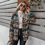 Women's Relaxed Printed Thick Warm Jacket Outerwear