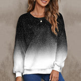 Women's Round Neck Ombre Printed Sweatshirt