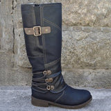 Side Zip Belt Buckle Tall Boots