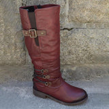 Side Zip Belt Buckle Tall Boots