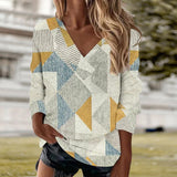 Women's V-Neck Geometric Print T-Shirt