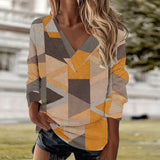 Women's V-Neck Geometric Print T-Shirt