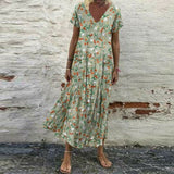 Vintage Short Sleeve Maxi Dress