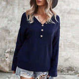Women's Long Sleeves V-neck Knit Sweater