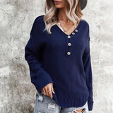Women's Long Sleeves V-neck Knit Sweater