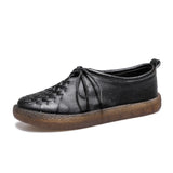 Woven Textured Lace-up Leather Shoes