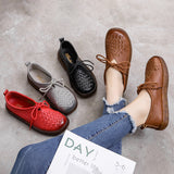 Woven Textured Lace-up Leather Shoes