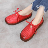 Woven Textured Lace-up Leather Shoes